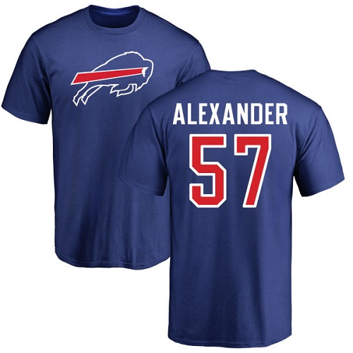 Men NFL Buffalo Bills #57 Lorenzo Alexander Royal Blue Name and Number Logo T Shirt
